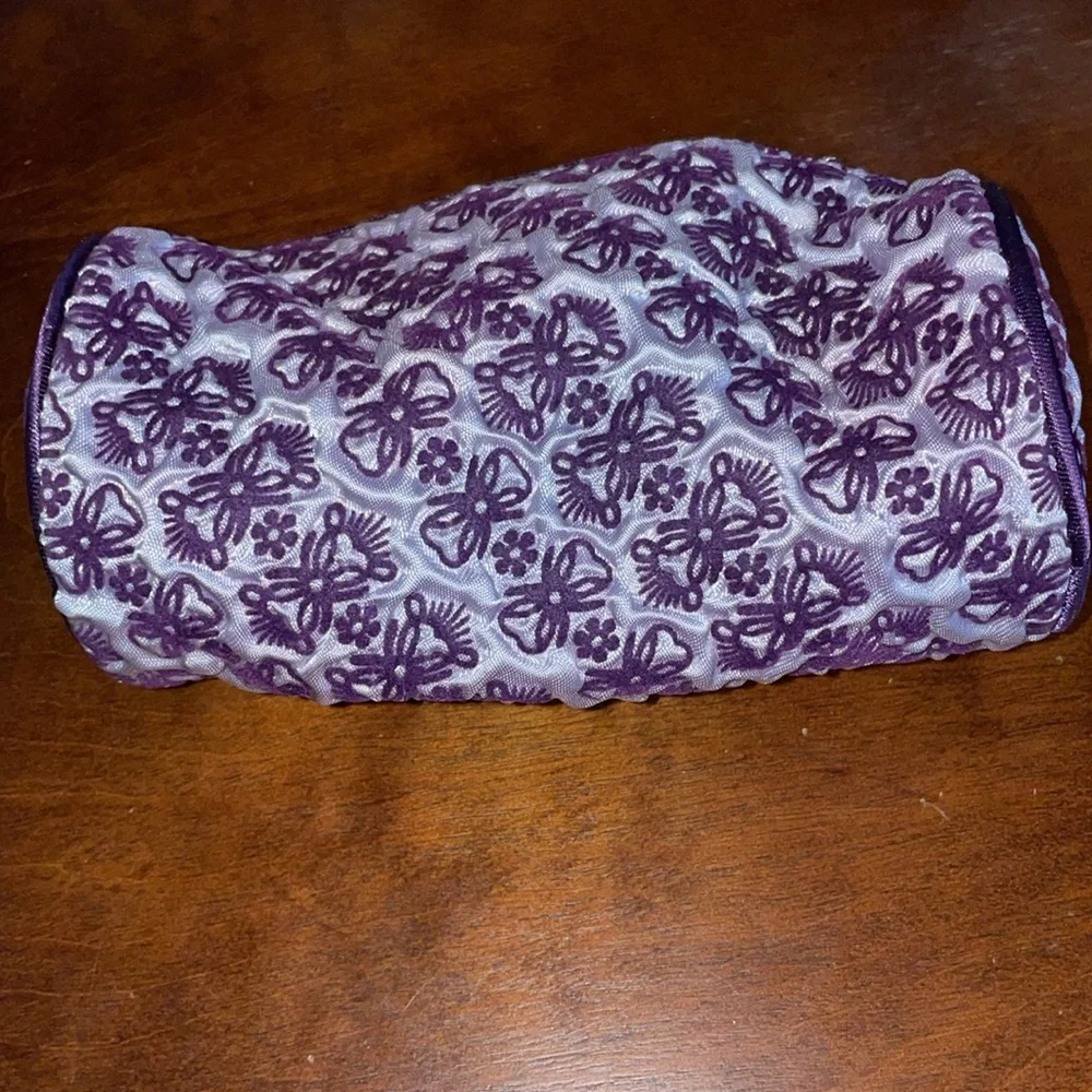 Merle Norman Purple Bow Tie Zippered Make Up Travel Bag